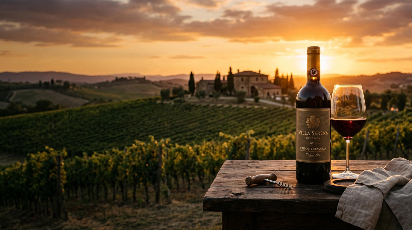 Viñedo Domaine Léon al atardecer